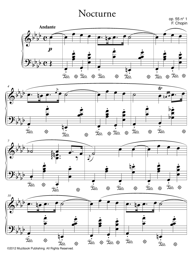 Partition piano nocturne chopin