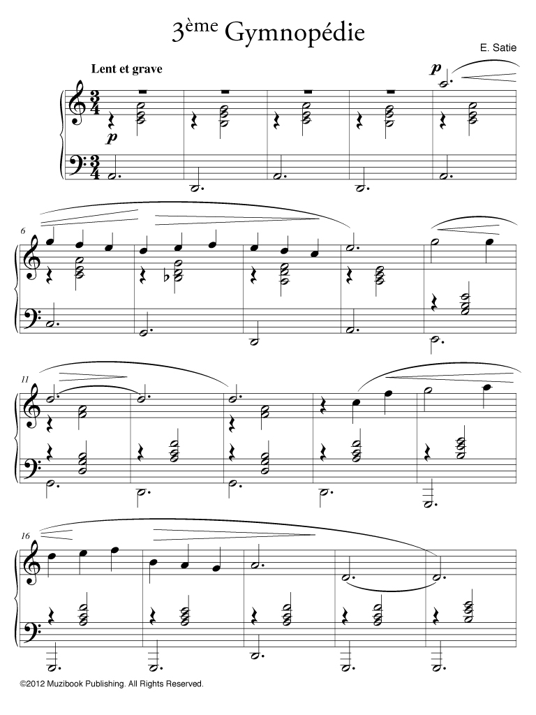 Gnossienne 3 partition piano