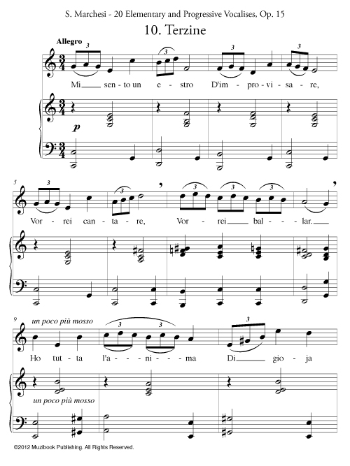 Partition iPad Vocalise op. 15 n° 10 (Triolets) Piano et Chant