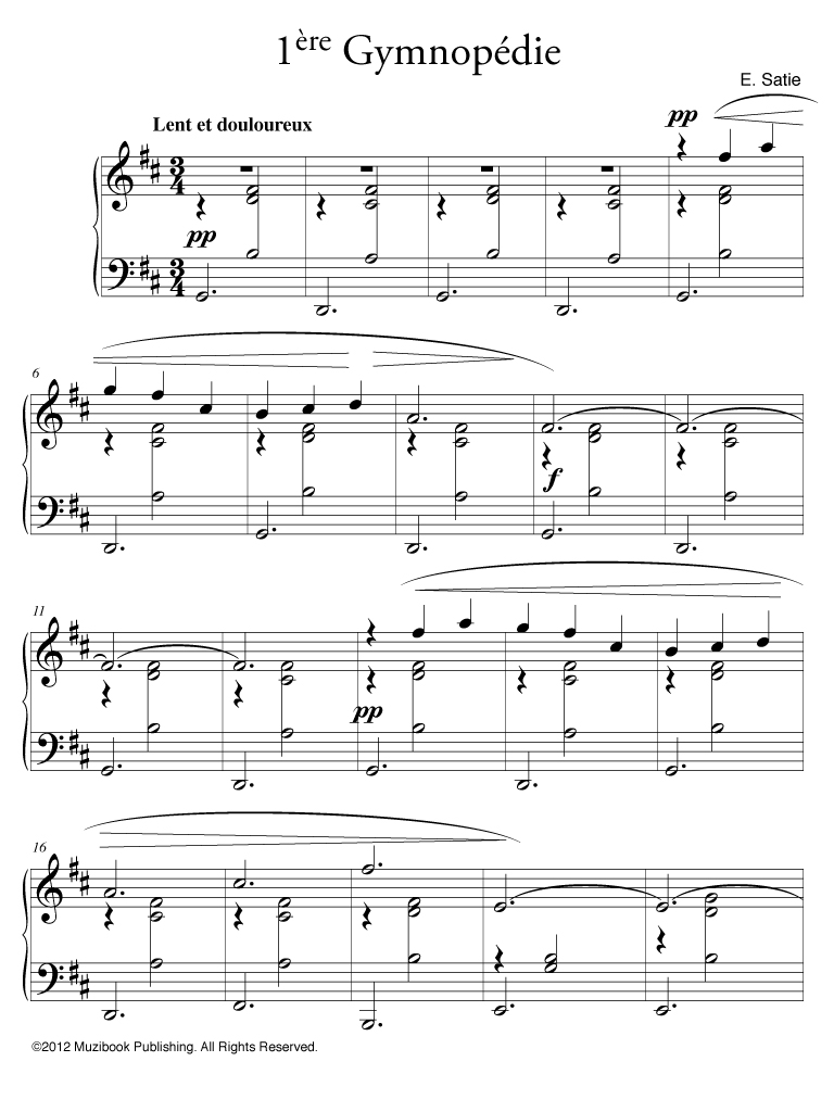 Gymnopédie 1 - Piano - Erik Satie (EAN13 : 9786000017729)