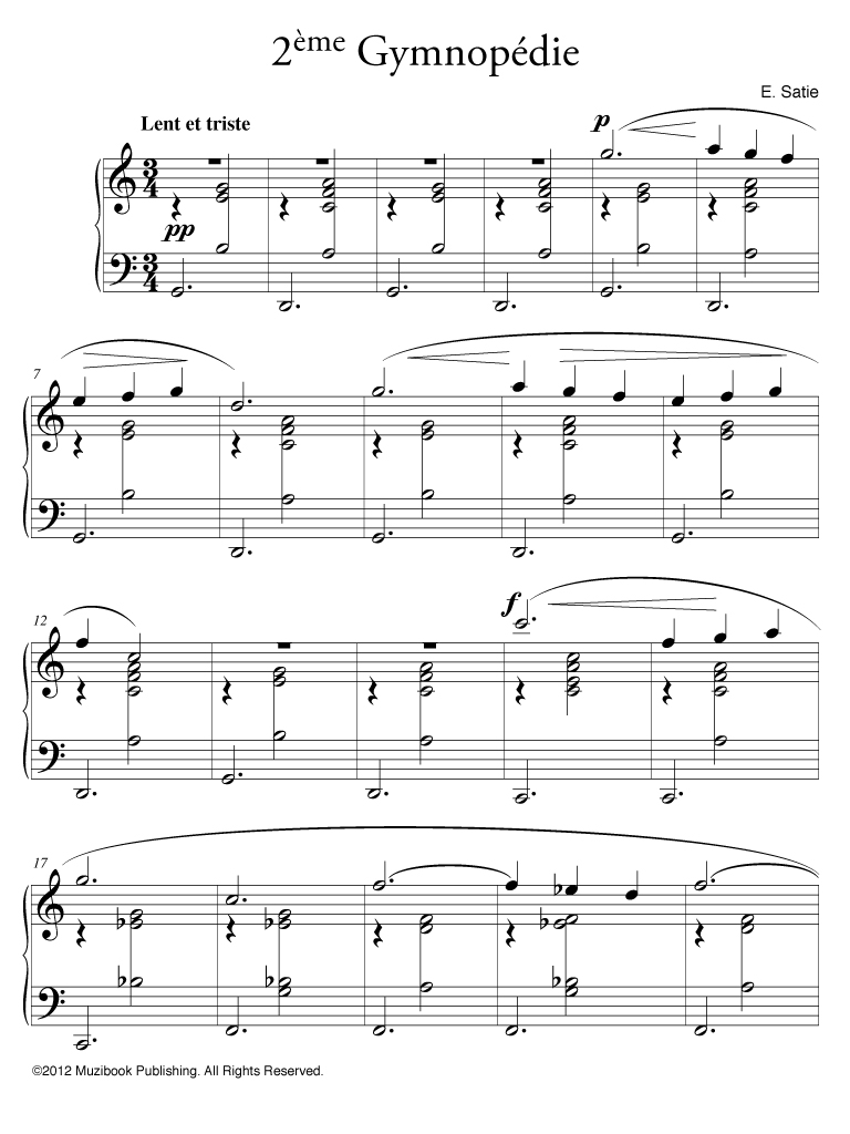 Gymnopédie 2 - Piano - Erik Satie (EAN13 : 9786000017736)