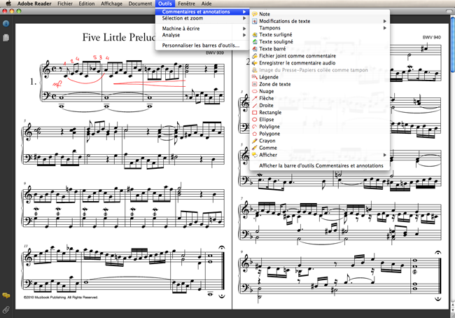 Annoter Ses Partitions Dans Adobe Reader Muzibook Fr Partitions Pour Ipad Et Tablettes