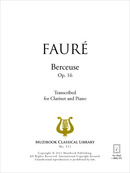 Berceuse op. 16 (version clarinette) De Gabriel Fauré - Muzibook Publishing