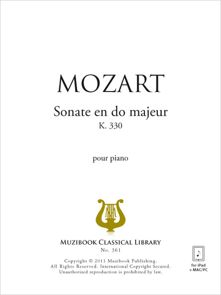 Sonate en do majeur K 330 - Wolfgang Amadeus Mozart - Muzibook Publishing