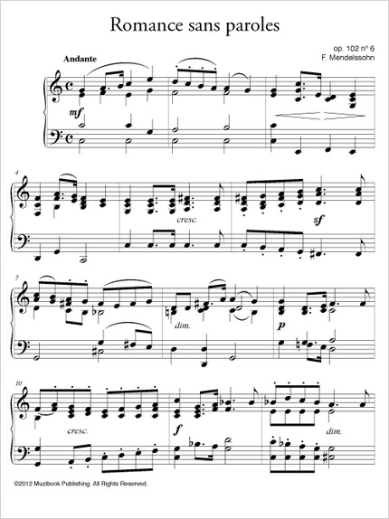 Romance sans paroles op. 102 n° 6 - Felix Mendelssohn - Muzibook Publishing