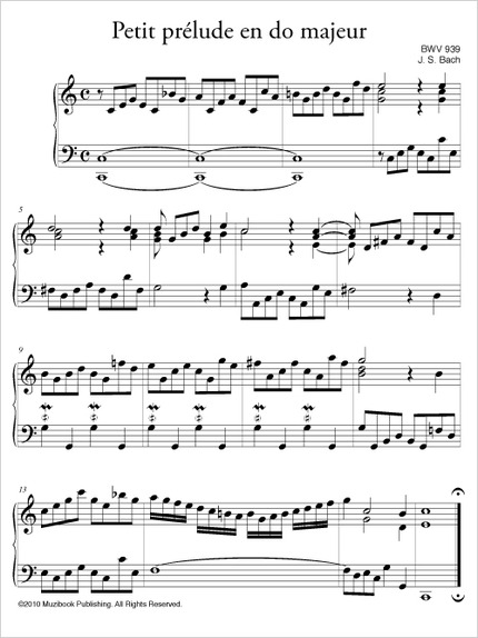 Petit prélude en do majeur BWV 939 - Johann Sebastian Bach - Muzibook Publishing