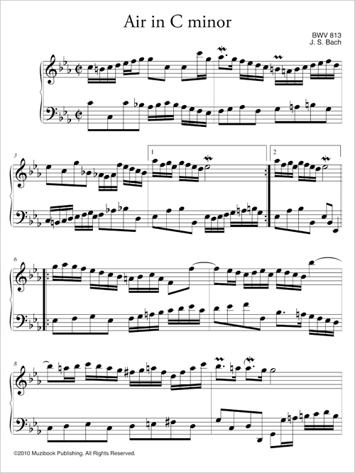Air de la Suite française n° 2 en do mineur BWV 813 - Piano - Johann ...