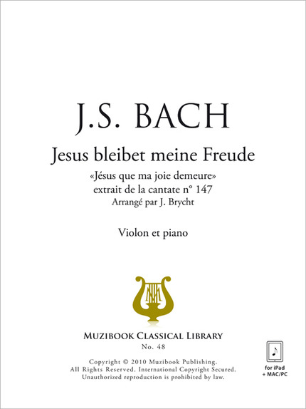 Jesus bleibet meine Freude (transc. violon) - Johann Sebastian Bach - Muzibook Publishing