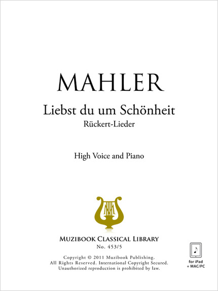 Liebst du um Schönheit - Gustav Mahler - Muzibook Publishing