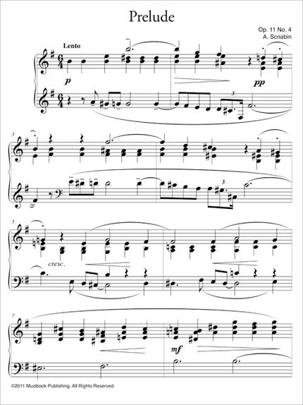 Prélude en mi mineur op. 11 n° 4 - Alexandre Scriabine - Muzibook Publishing