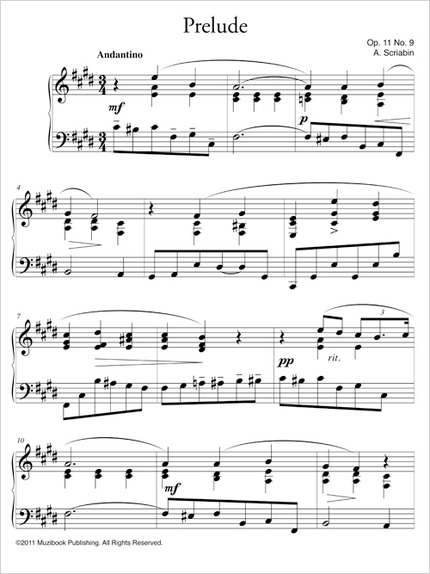 Prélude en mi majeur op. 11 n° 9 - Alexandre Scriabine - Muzibook Publishing