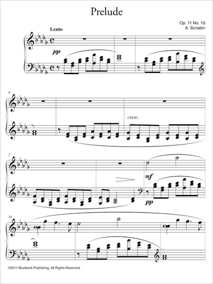 Prélude en ré bémol majeur op. 11 n° 15 - Alexandre Scriabine - Muzibook Publishing