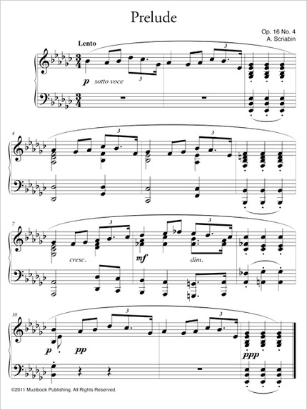Prélude en mi bémol mineur op. 16 n° 4 - Alexandre Scriabine - Muzibook Publishing