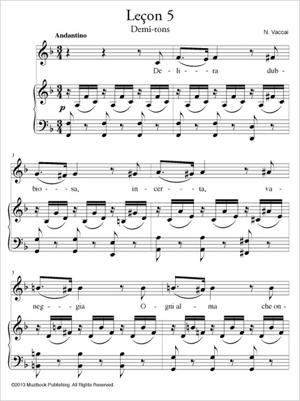 Leçon 5 : Demi-tons (Méthode pratique de chant) - Nicola Vaccai - Muzibook Publishing