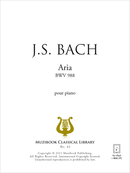 Aria extrait des Variations Goldberg BWV 988 - Johann Sebastian Bach - Muzibook Publishing