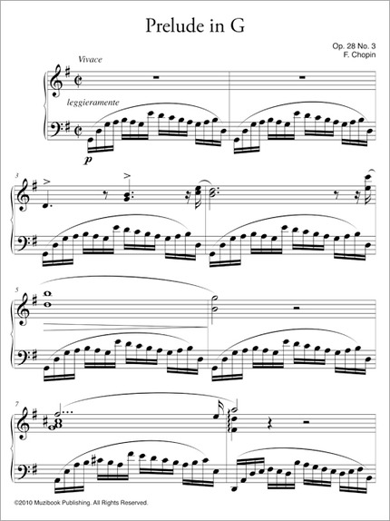 Prélude en sol majeur op. 28 n° 3 - Frédéric Chopin - Muzibook Publishing