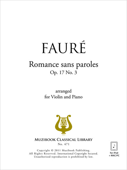 Romance sans paroles op. 17 n° 3 - Gabriel Fauré - Muzibook Publishing