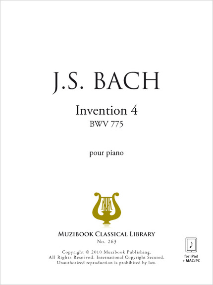 Invention n° 4 en ré mineur BWV 775 - Johann Sebastian Bach - Muzibook Publishing