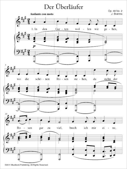 Der Überläufer op. 48 n° 2 - Johannes Brahms - Muzibook Publishing