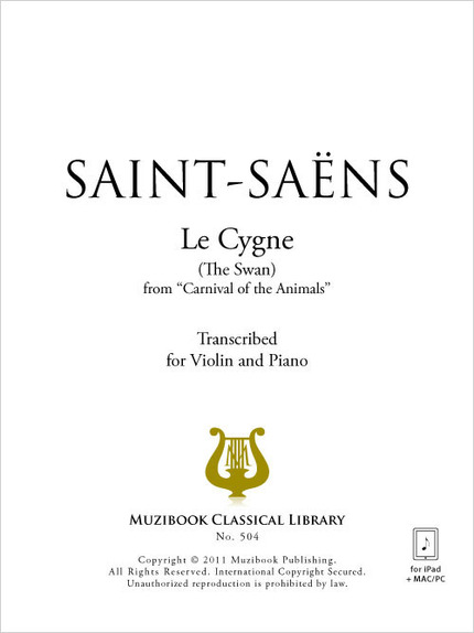 Le Cygne (transcription violon) - Camille Saint-Saëns - Muzibook Publishing
