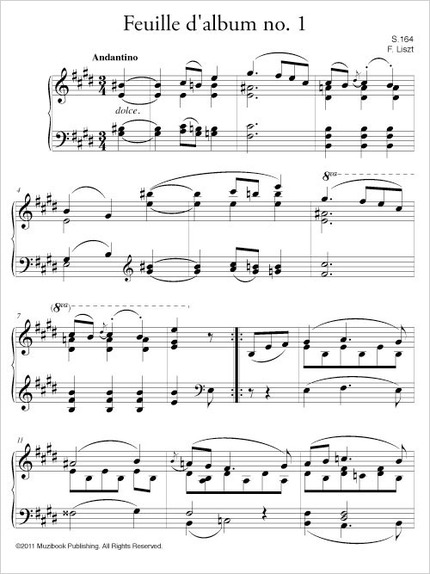 Feuille d'album n° 1 S.164 - Franz Liszt - Muzibook Publishing