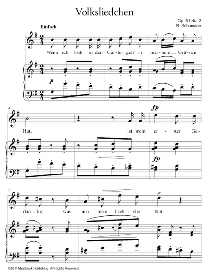 Volksliedchen op. 51 n° 2 - Robert Schumann - Muzibook Publishing