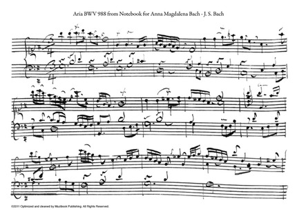 Aria extrait des Variations Goldberg BWV 988 (Fac-similé) - Johann Sebastian Bach - Muzibook Publishing