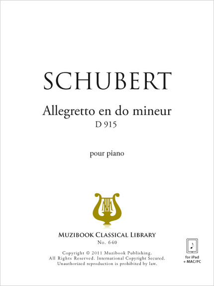 Allegretto en do mineur D 915 - Franz Schubert - Muzibook Publishing