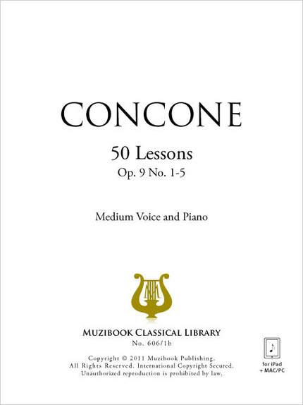 50 Leçons de chant op. 9 n° 1-5 - Giuseppe Concone - Muzibook Publishing