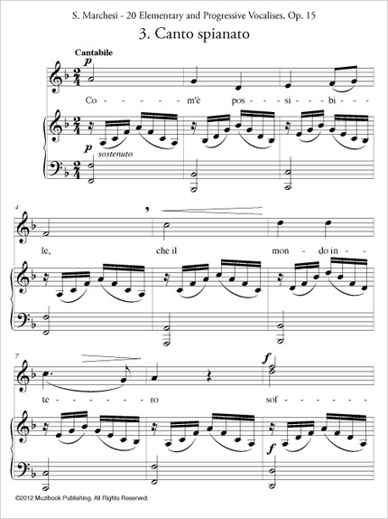 Vocalise op. 15 n° 3 (Canto spianato) - Salvatore Marchesi - Muzibook Publishing