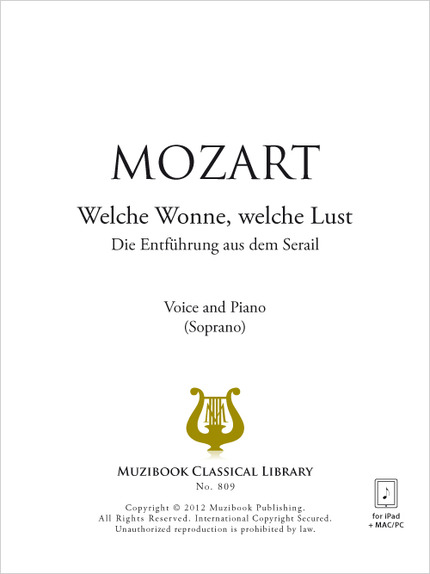 Welche Wonne, welche Lust - Wolfgang Amadeus Mozart - Muzibook Publishing