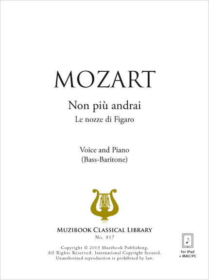 Non più andrai - Wolfgang Amadeus Mozart - Muzibook Publishing
