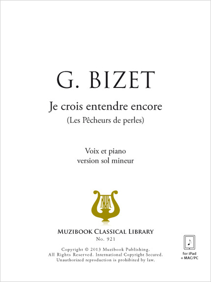 Je crois entendre encore (version sol mineur) - Georges Bizet - Muzibook Publishing