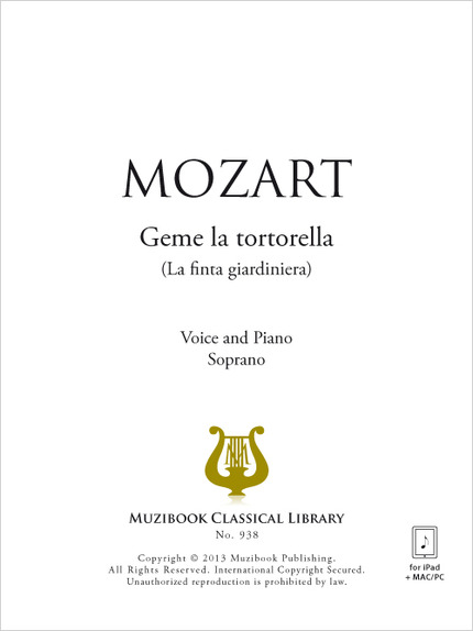 Geme la tortorella - Wolfgang Amadeus Mozart - Muzibook Publishing