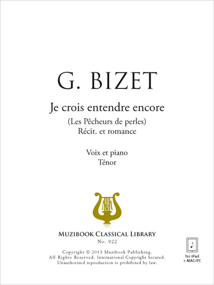 À cette voix quel trouble... Je crois entendre encore - Georges Bizet - Muzibook Publishing
