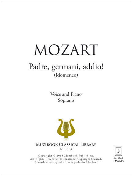 Padre, germani, addio! - Wolfgang Amadeus Mozart - Muzibook Publishing