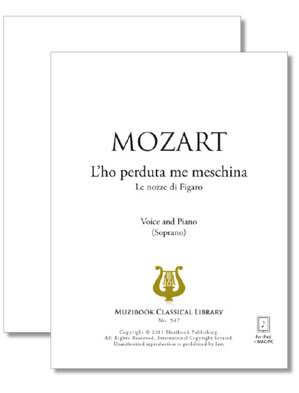 L'ho perduta + Ach, ich fühl's - Wolfgang Amadeus Mozart - Muzibook Publishing