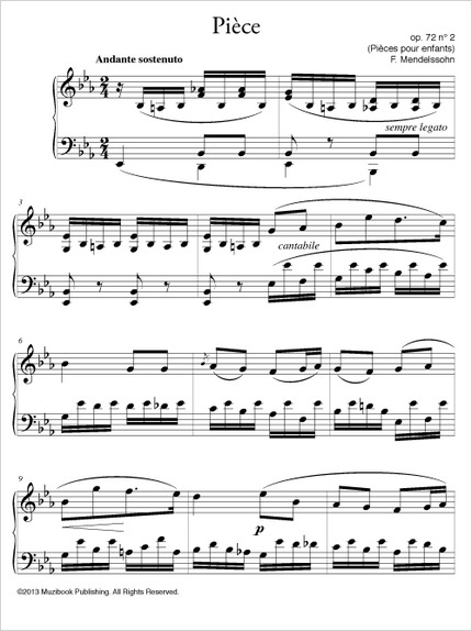 Pièce pour enfants op. 72 n° 2 - Felix Mendelssohn - Muzibook Publishing