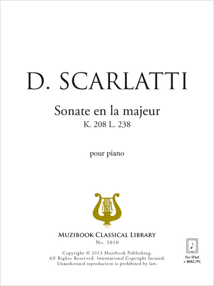 Sonate en la majeur K 208 - Domenico Scarlatti - Muzibook Publishing