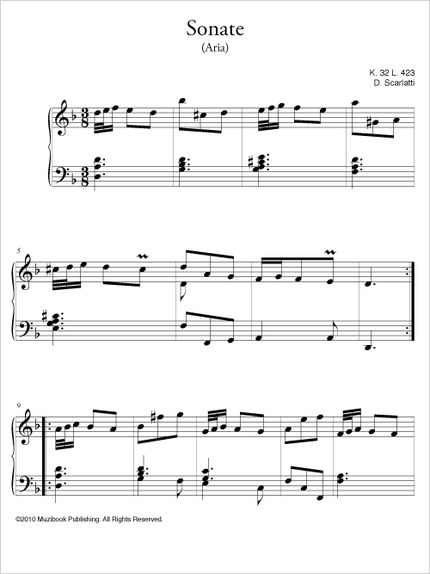 Sonate en ré mineur K 32 (Aria) - Domenico Scarlatti - Muzibook Publishing