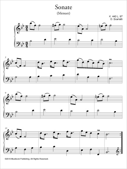 Sonate en si bémol majeur K 440 (Menuet) - Domenico Scarlatti - Muzibook Publishing