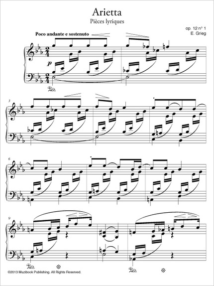 Pièce lyrique op. 12 n° 1 ''Arietta'' - Edvard Grieg - Muzibook Publishing
