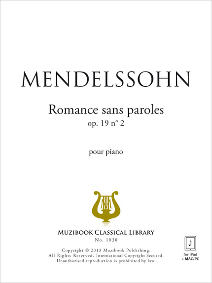 Romance sans paroles op. 19 n° 2 - Felix Mendelssohn - Muzibook Publishing