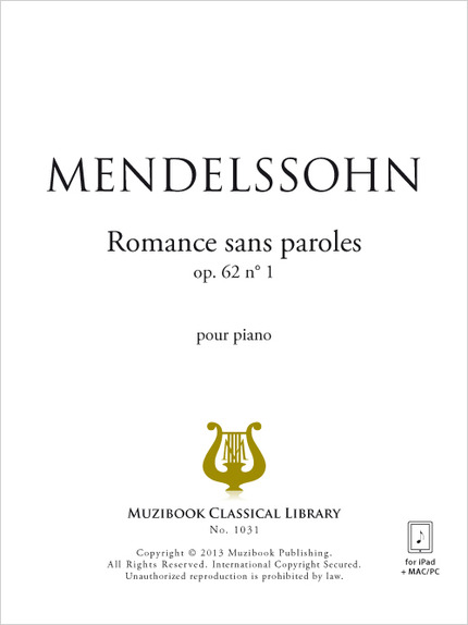 Romance sans paroles op. 62 n° 1 - Felix Mendelssohn - Muzibook Publishing