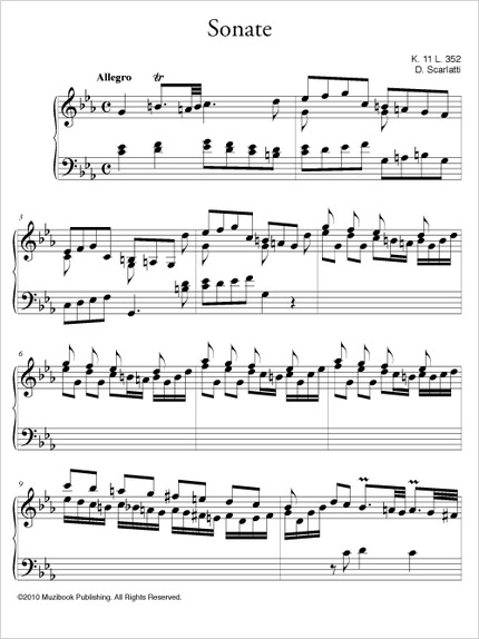Sonate en do mineur K 11 - Domenico Scarlatti - Muzibook Publishing