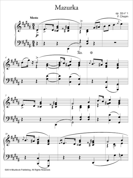 Mazurka en sol dièse mineur op. 33 n° 1 - Frédéric Chopin - Muzibook Publishing
