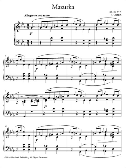Mazurka en do mineur op. 30 n° 1 - Frédéric Chopin - Muzibook Publishing