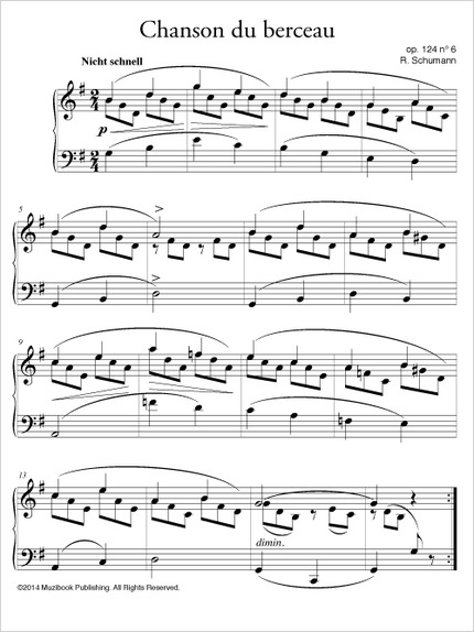 Chanson du berceau op. 124 n° 6 - Robert Schumann - Muzibook Publishing