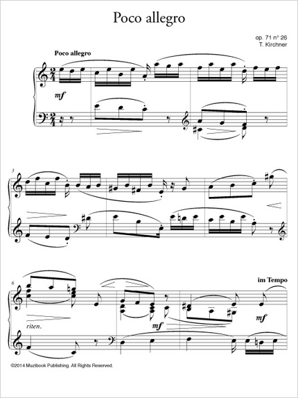 Étude op. 71 n° 26 ''Poco allegro'' - Theodor Kirchner - Muzibook Publishing