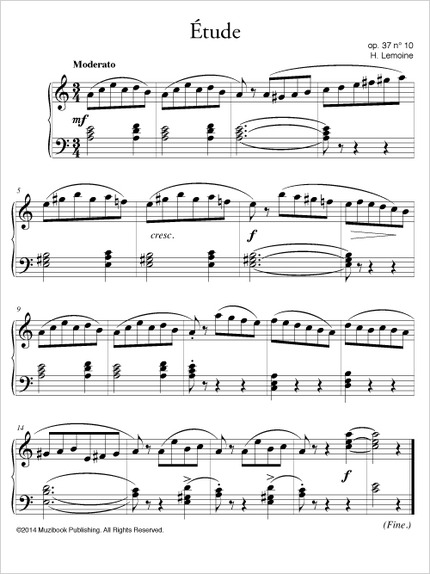 Étude op. 37 n° 10 ''Moderato'' - Henry Lemoine - Muzibook Publishing